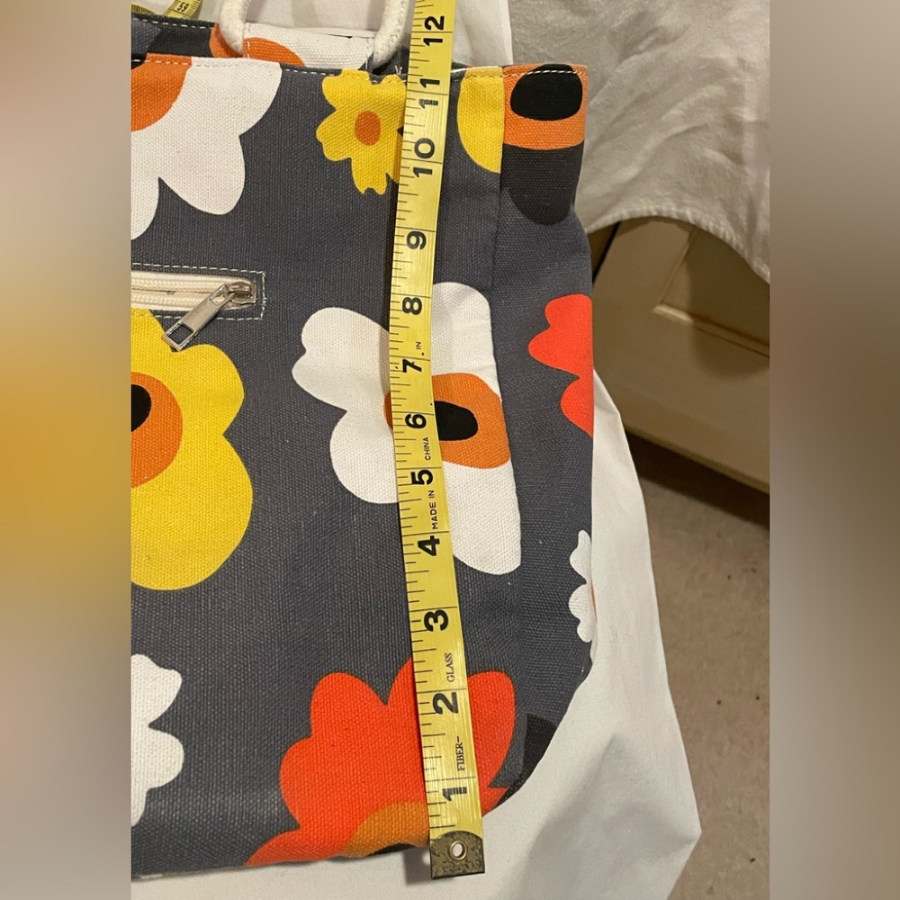 Farmhouse is My Style Floral Canvas Tote Bag - Gray, Red, Orange and Yellow - Picture 11 of 12
